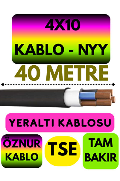 Avarson Öznur 4X10 NYY (Yeraltı Kablosu) Metre Seçenekli 40 METRE