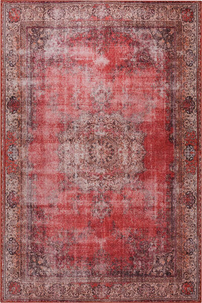 ARTLOOP Blues Şönil Vintage Desenli Dokuma Taban Dekoratif Kırmızı Salon, Mutfak Halısı (AL 119)