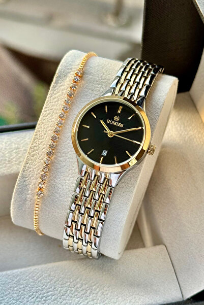 Homies Kadın Kol Saati Klasik Takvimli Orjinal Hediyelik Kutusu ve Bileklik H...