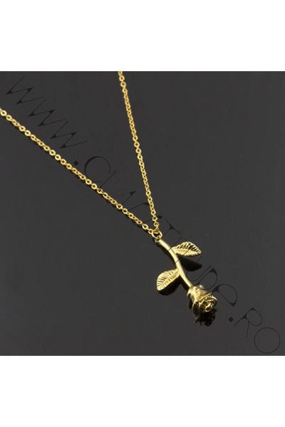 KESNUP Αλυσίδα από κράμα αλουμινίου με μενταγιόν από λουλούδι τριαντάφυλλο σε χρυσό