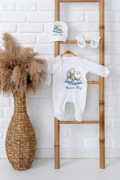 Pia Baby İsimli %100 Pamuk Bebek Tulum Set - Kutulu Yenidoğan Bebek Hediyesi