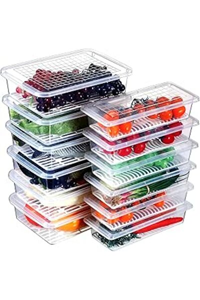 Generic حاويات تخزين الطعام للثلاجة، 12 عبوة من منظمات الثلاجة البلاستيكية مع...