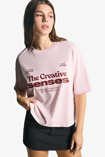 Bershka Boxy-fit short sleeve print T-shirt