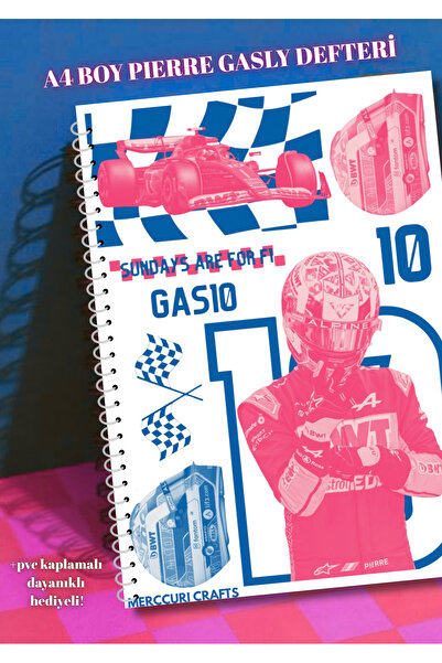 merccuri crafts Pierre Gasly A4 Spiral School Notebook 50 Sheets - Lined Pvc Cover Waterproof