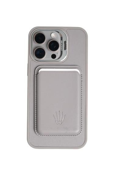 WATCHOFROYAL PrimeCase Iphone 15 Pro Gri Manyetik Özellikli Standlı Deri Kılı...