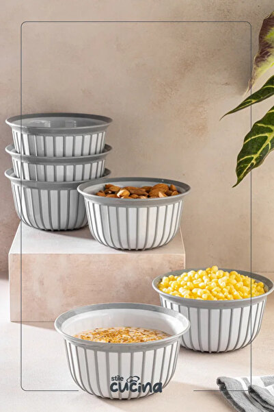 Stile Cucina Linea 6-Piece Practical Snack Bowl Gray 1 Liter