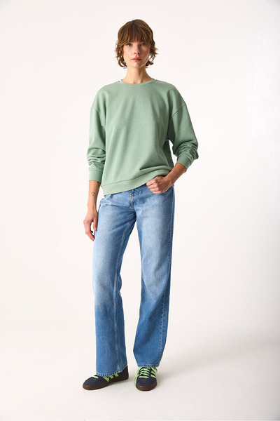 VENA Rhona Crew Neck Regular Fit 3 Thread Sweatshirt-Ada Tea