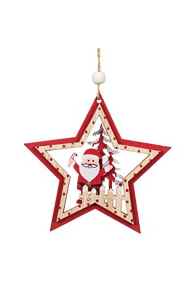 Jumbo Ornament de brad de Crăciun Stea Roșie Moș Crăciun 11 cm