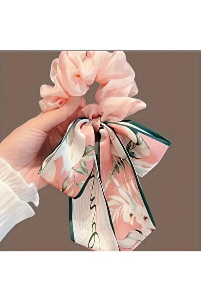 Accessories Hei Pink Floral Green Detailed Elastic Ribbon Daily Use Women's Hair Clip