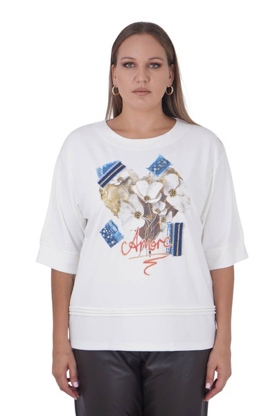 lavelina Plus Size Amore Printed Floral Print Blouse