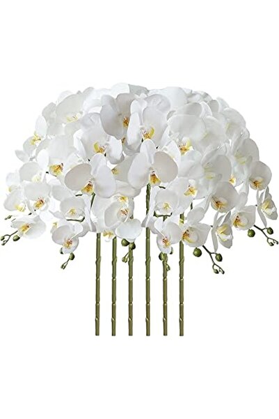 Generic زهور فالاينوبسيس صناعية من فاجوس هوم، 6 قطع، زهور أوركيد صناعية، نباتات جذعية للمنزل، مقاس 32 بوصة