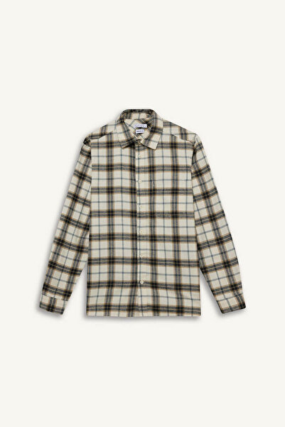 DeFacto Checkered Cotton Light Indigo Men's Shirt E8152Ax/Nv125