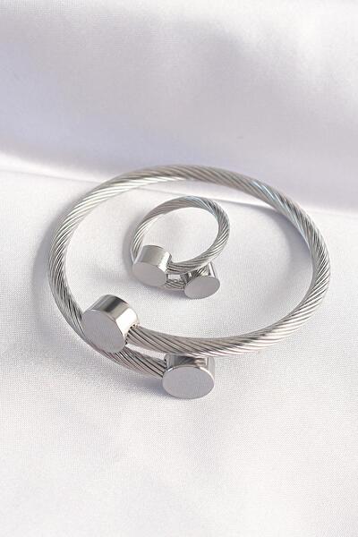 Inure Jewelry 316L الصلب الفضي اللون البيضاوي الملحقات اوجير نموذج سوار وخاتم مزيج