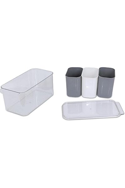 Generic 4-in-1 Fridge Organizer - Stackable Acrylic Storage Boxes with 3 Comp...