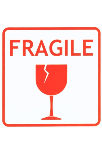ambalaje365 Etichete adezive inscripționate FRAGILE, 100 x 100 mm, Alb/Roșu, ...