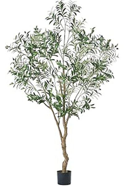 Generic MYELLU 210 cm Olive Tree Artificial Decor - 2000 Leaves Fake Plant for Home Decor Faux Plant Indoor
