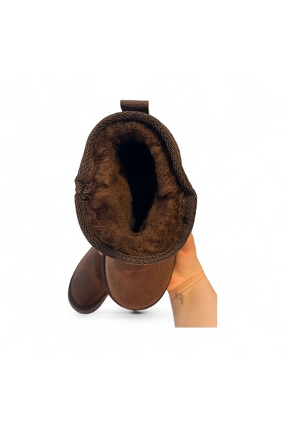 OEM Brown Suede Women's Mini Boots with Fur Inside