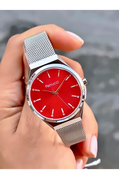 Ferrucci ساعة يد نسائية أصلية بسوار شبكي مقاوم للماء مع ضمان لمدة عامين مع سوار هدية