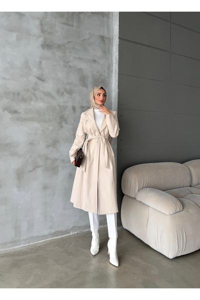 hacer ayaydın Μεσαίου μεγέθους Τζαμάλι Καστανό Παλτό