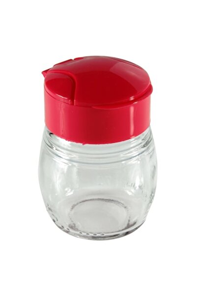SHOPIENS Transparent Glass Salt Shaker Shopiens®, with Red Plastic Lid, 70 ml