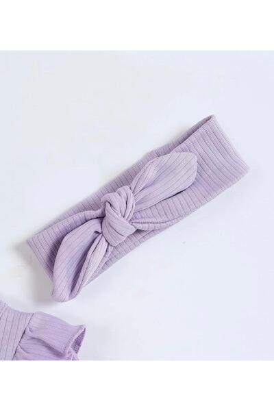 TAHA BEBE Saç Bantlı Kız Bebek Uzunkollu Çıtçıtlı Elbise