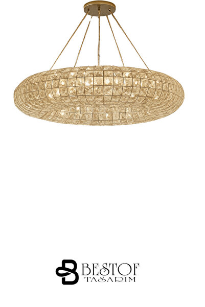 bestof tasarım Lotus Kristal Taşlı Krom Avize Salon - Hol - Yatak Odası