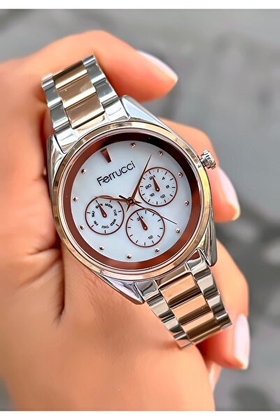 Ferrucci Kadın Kol Saati Orjinal Saat Çelik Kordon Su Geçirmez 2 yıl Garantili Bileklik Hediyeli