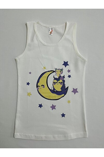 elmas kids Girl's Cotton Salmon White Water Green Moon Owl Printed Tank Top