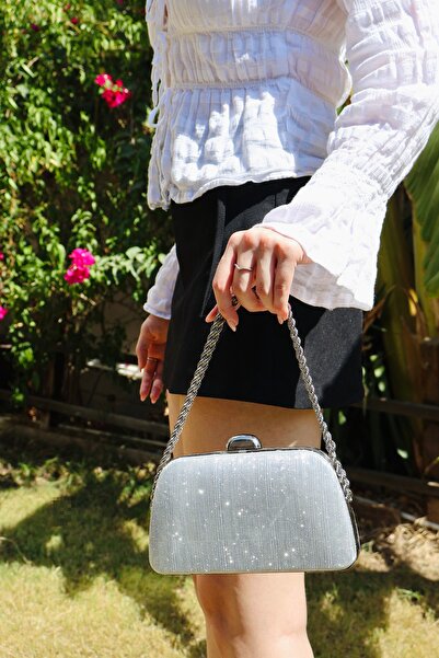 DYG STORE Kadın Şık Kısa Topuklu Abiye Ayakkabı Ve Çanta Kombini