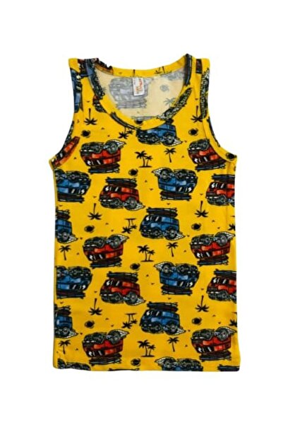 elmas kids Boy's Cotton Yellow Cream Gray Safari Patterned 3-Piece Undershirt