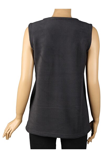 Giyimde Evrim Kadın Antrasit V Yaka Polar Yelek