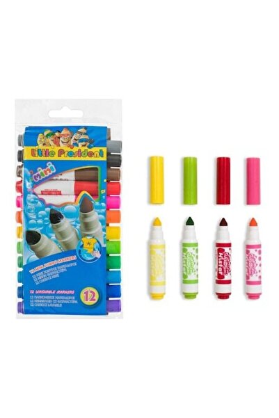 SHOPIENS Washable Marker Pen Set with Thick Slanted Tip Mini 12 Pieces Variou...