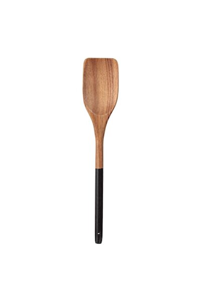 SHOPIENS Spatula din lemn de salcam Shopiens® de culoare maro/neagra, 34 cm