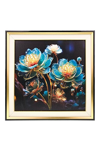velve Decorative painting with abstract flowers, in plastic frame, 48x48 cm
