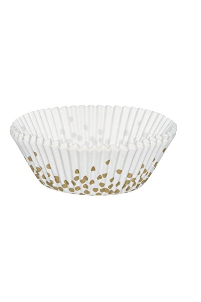 SHOPIENS Set of 100 Shopiens® paper baking tins, with wavy edges, with gold polka dot pattern, 10.5 cm