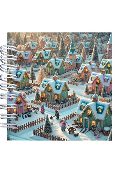 Editura Soapta stelelor Carnet patrat cu spira 9,5 x 9.5 cm, 75 foi veline, Iarna de poveste