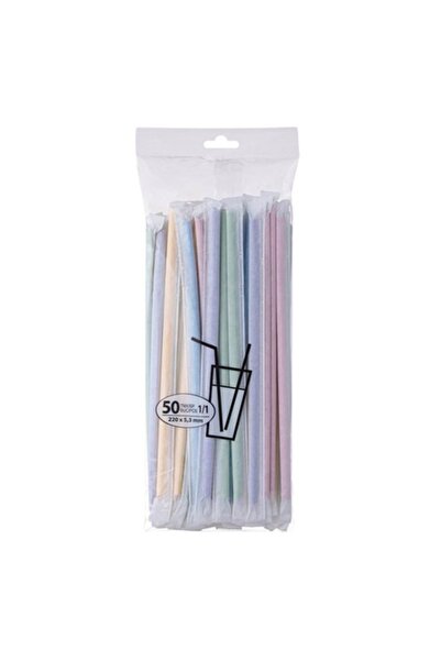SHOPIENS Set 50 flexible paper straws Shopiens®, multicolored, individually packed, 5 x 220 mm