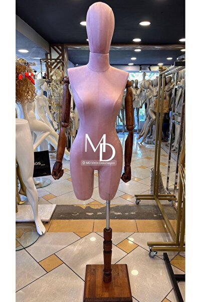 MD Vİtrin Dekorasyon Pantolon Giyebilen Ahşap Kollu Terzi Mankeni Vitrin Mankeni
