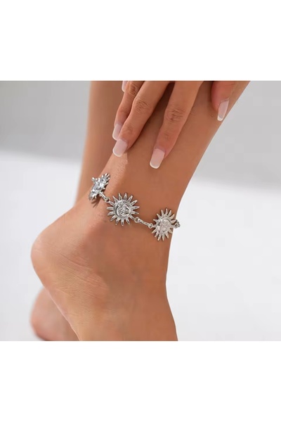 monalisatoka Kadın Gümüş Güneş Figürlü Ayak Halhalı