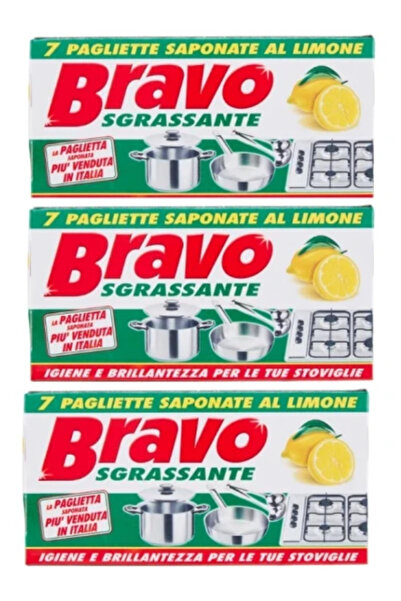 Bravo Pack of 3 X Dish sponges with detergent Sgresante 7 pcs X 3 packs