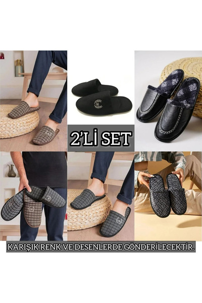 MODAMX 2' Li Paket Önü Kapalı Terlik Ev Terliği Çeyiz Bohça Seti