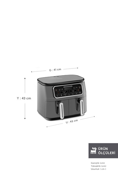 Karaca Air Pro Cook Duo Köz Xxxl 4+4 Litre Airfryer Space Gray 8 Kişilik