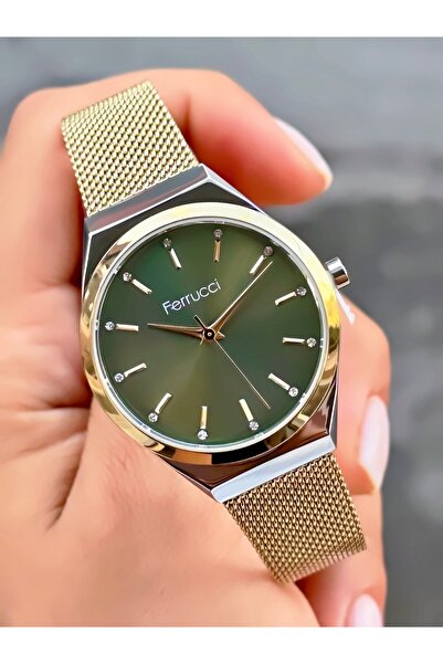 Ferrucci Kadın Kol Saati Orjinal Saat Hasır Kordon Su Geçirmez 2 yıl Garantili Bileklik Hediyeli