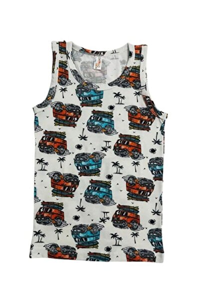 elmas kids Boy's Cotton Yellow Cream Gray Safari Patterned 3-Piece Undershirt