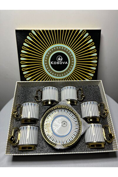 Kosova Majestic 6'lı Fincan Takımı Ayaklı 90 cc Mavi RSY-178