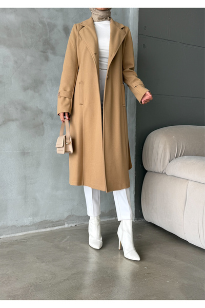 Aranlı tekstil Μεσαίου μεγέθους Τζαμάλι Καστανό Παλτό