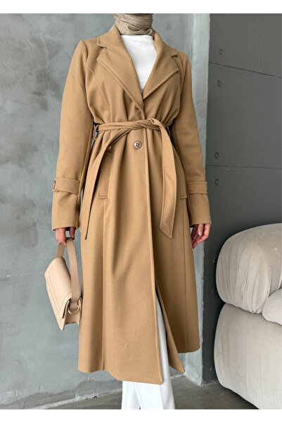 hacer ayaydın Μεσαίου μεγέθους Τζαμάλι Καστανό Παλτό