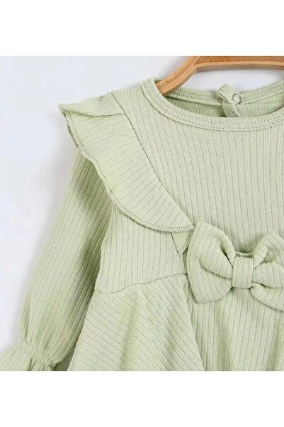 TAHA BEBE Saç Bantlı Kız Bebek Uzunkollu Çıtçıtlı Elbise