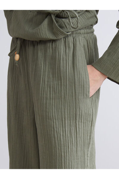 LC Waikiki Sparkling Selections from Shining Store |   Textured Muslin Women's Trousers with Elastic Waistband