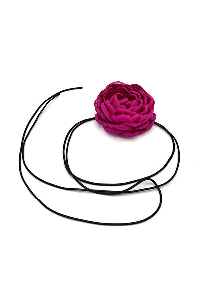 Corizmi Colier choker floare trandafir din voal cu șnur, handmade, Fantasy